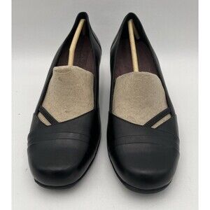 Clarks SUGAR SKY Pumps Womens Size 10W Black Leather 2" High Heels
